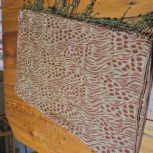 Viscose 70x 28  Elegant Burnt Orange and Gold Patterned Scarf